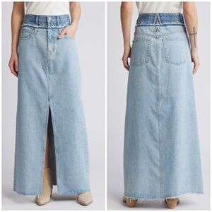 NWT Slvrlake Re Work Dallas Double High Waist Organic Cotton Denim Maxi Skirt 23